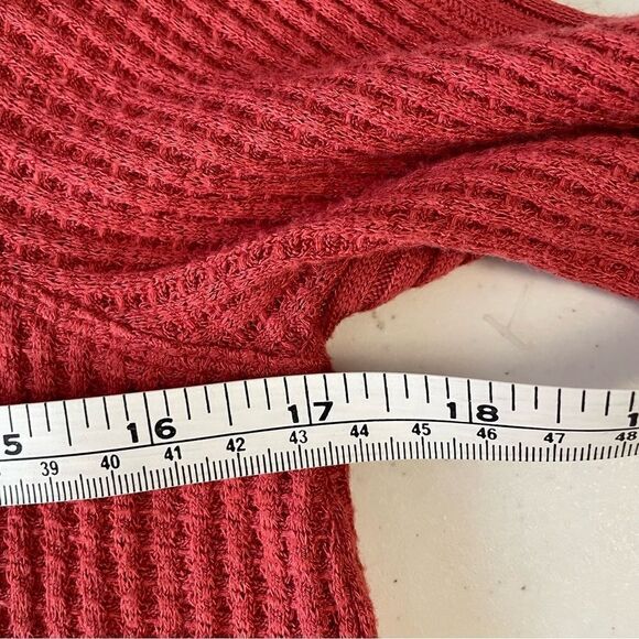 WE THE FREE Free People Waffle Knit Cowl Neck Top Size XS Rustic Orange - Picture 9 of 9
